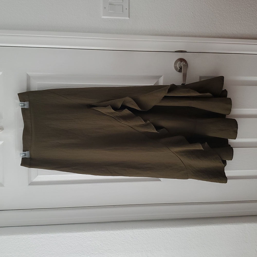 Asymmetrical Olive Green Ruffle Skirt
